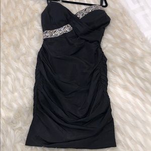 Nicole Bakti Crisscross Rhinestone Dress